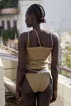 BASERANGE Ribbed Cotton Needle Tank Top TONI and TOTV Collection Made in Portugal BAS-TONI-RB-AU24-FCZ Emerald Brown